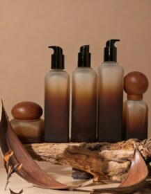 Luxury 40ml 100ml 120ml Cosmetic Packaging Set Lotion Bottle 50g Cream Jar Glass Lotion Bottle With Wooden Pump Lid