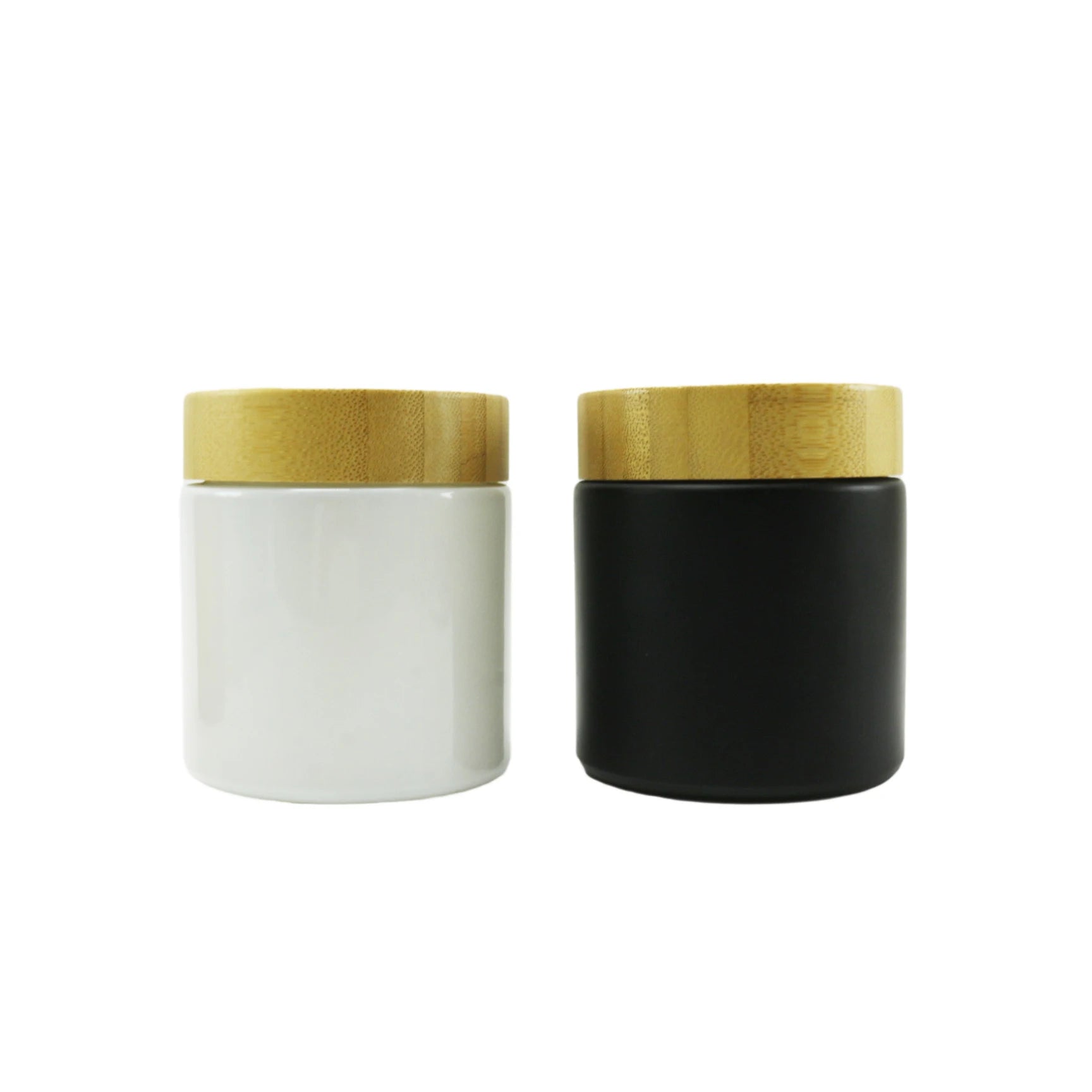 High Quality Wholesale Cosmetic 250ml 8oz Frosted Clear Amber Black Cream Glass Jar With Bamboo Lid - 图片 5