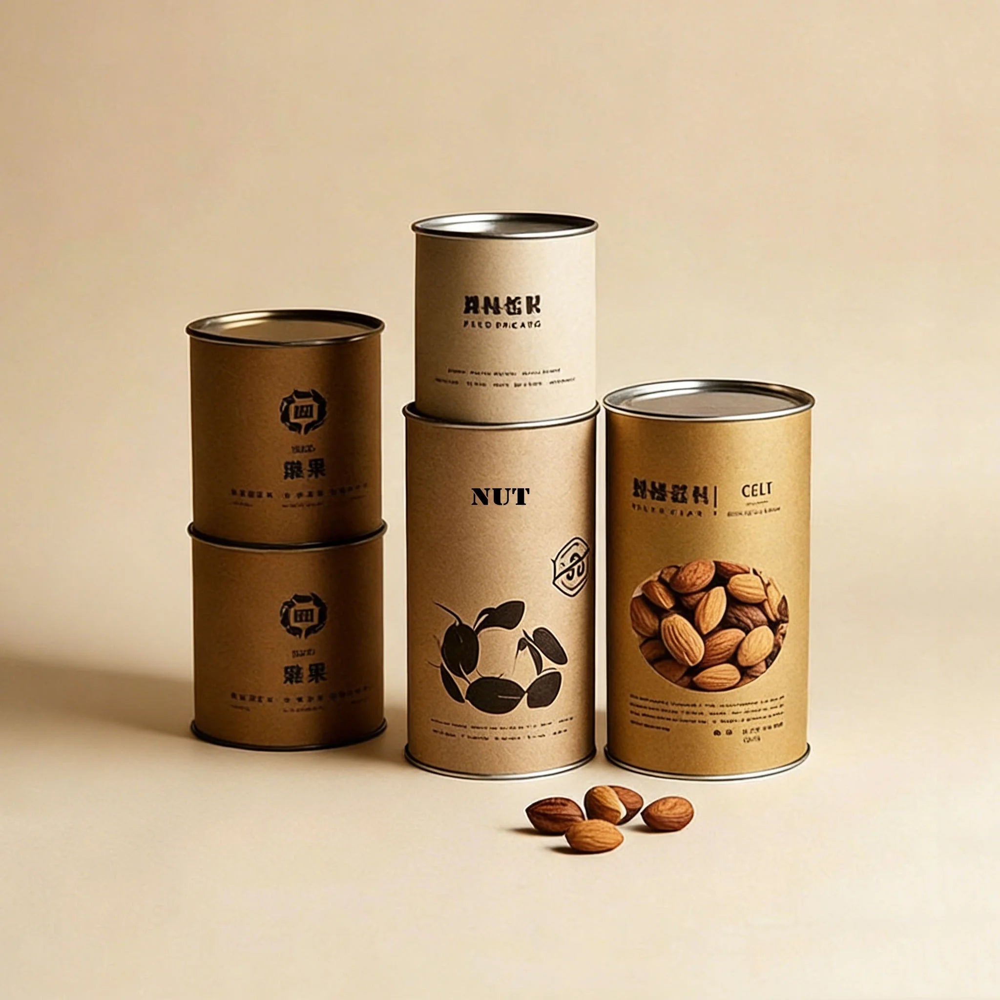 Food Grade Cylinder Kraft Paper Tube Packaging for Nuts Tea and Eco-Friendly Dried Food Snack Paper Composite Can Packaging C888 - 图片 3
