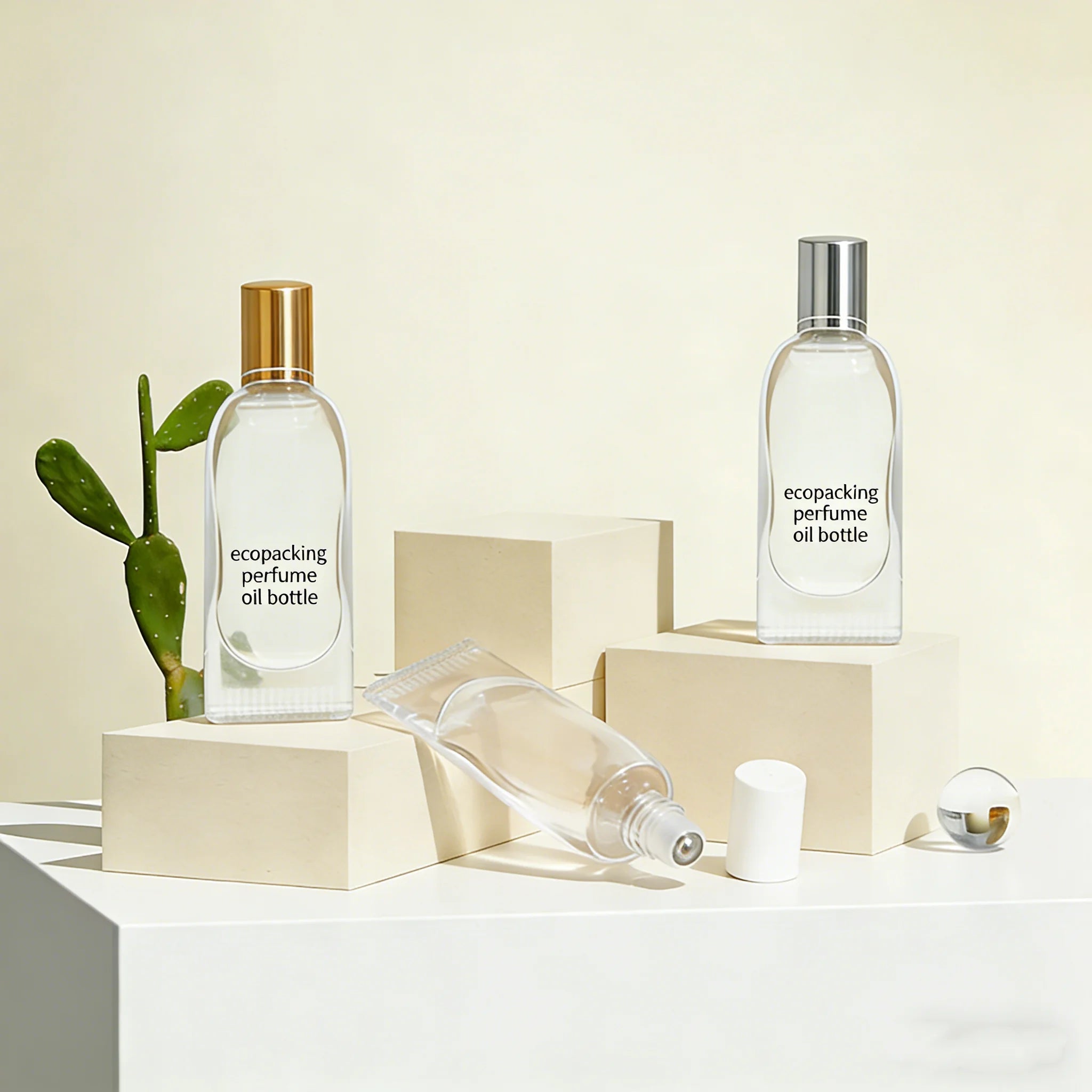 Luxury Cosmetics Packaging Roll on Bottle Special Design 10ml Glass Bottle Metal Roller Aluminum Cap Perfume Oil Bottle