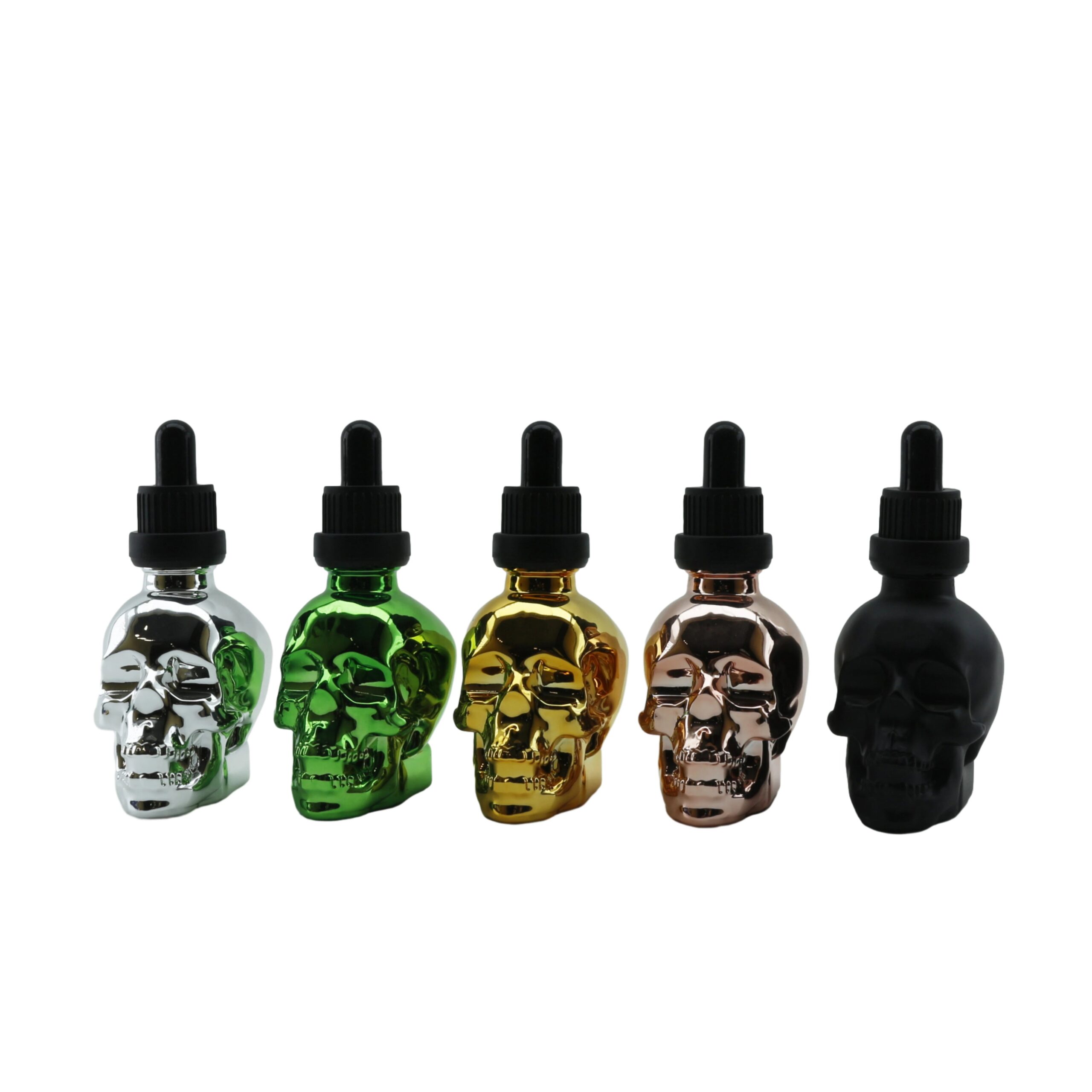 Gold Sliver Green Rose Gold Perfume 15ml 30ml 60ml Skull Head Glass Skull 1oz Glass Beard Oil Dropper Bottle D888 - 图片 7
