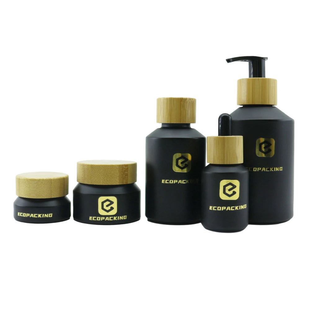 Luxury Slanted Shoulder Glass Dropper Bottle Cosmetic Packaging Oil Serum Cosmetic Glass Pump Bottles Jars Set for Skincare - 图片 3