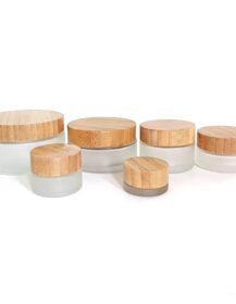 Hot Sale Empty 5g 10g 15g 30g 50g 100g 200g clear Frosted Bamboo Cosmetic Glass Cream Jars with Lids