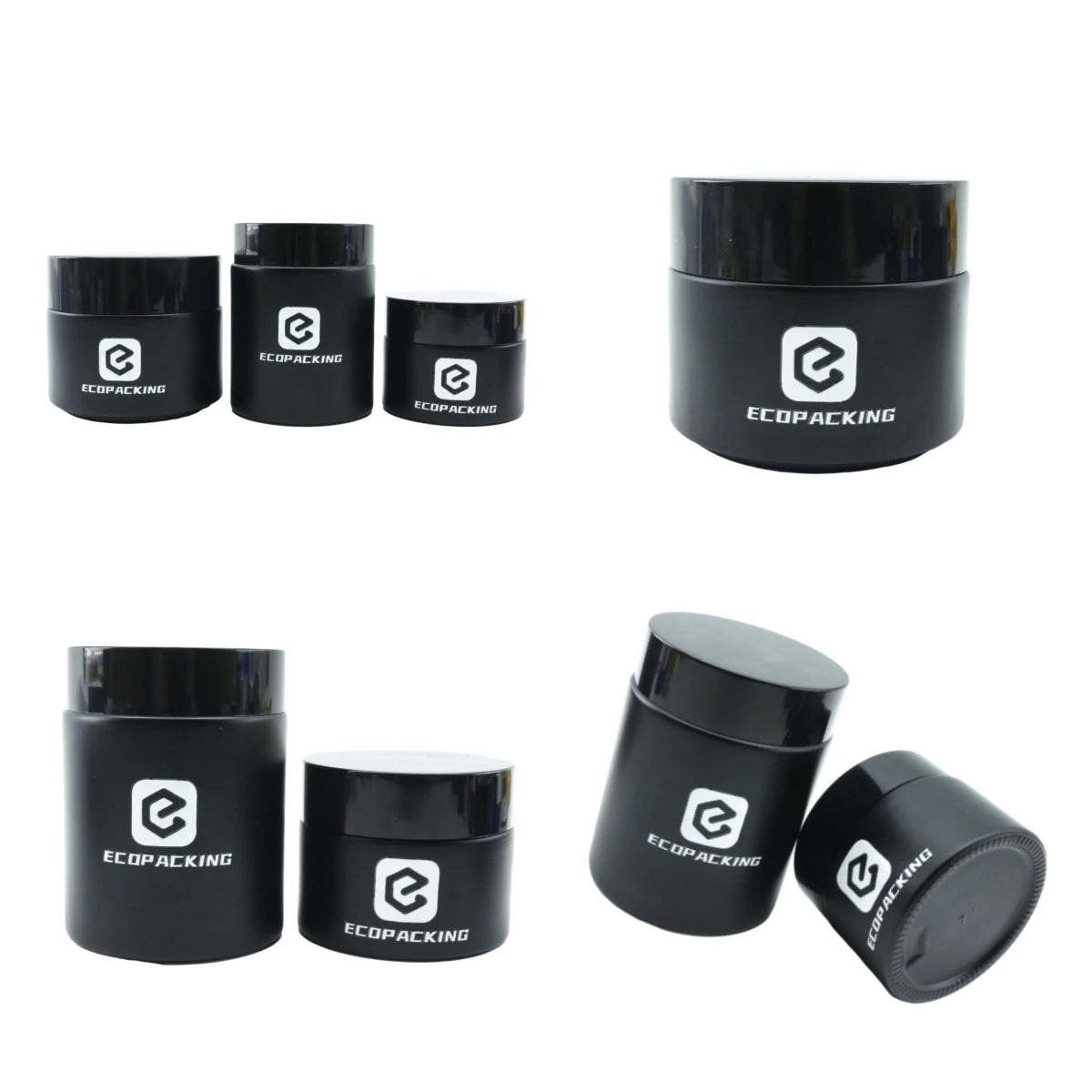 Eco 5g-250g Shine Black Matt Black Cream Glass Jars with Lids for Face Cream & Mascara - 图片 3