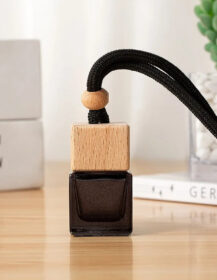 8ml Black Wood Cap Empty Classic Gradient Black Glass Bottle Hanging Air Freshener Essential Oil Perfume Car Diffuser Bottle