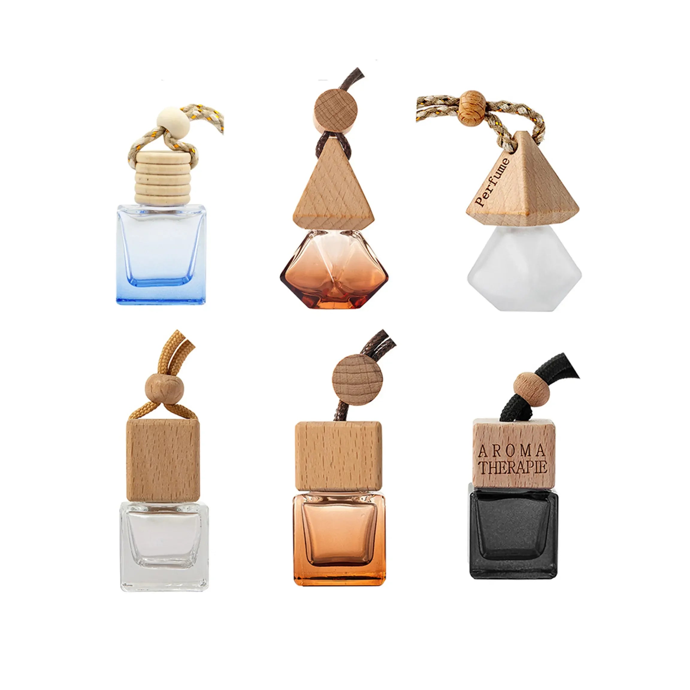 Empty 8ml Car Perfume Diffuser Glass Bottle Essential Oil Hanging Car Fragrance Bottle Container With Bambooi Lid - 图片 4