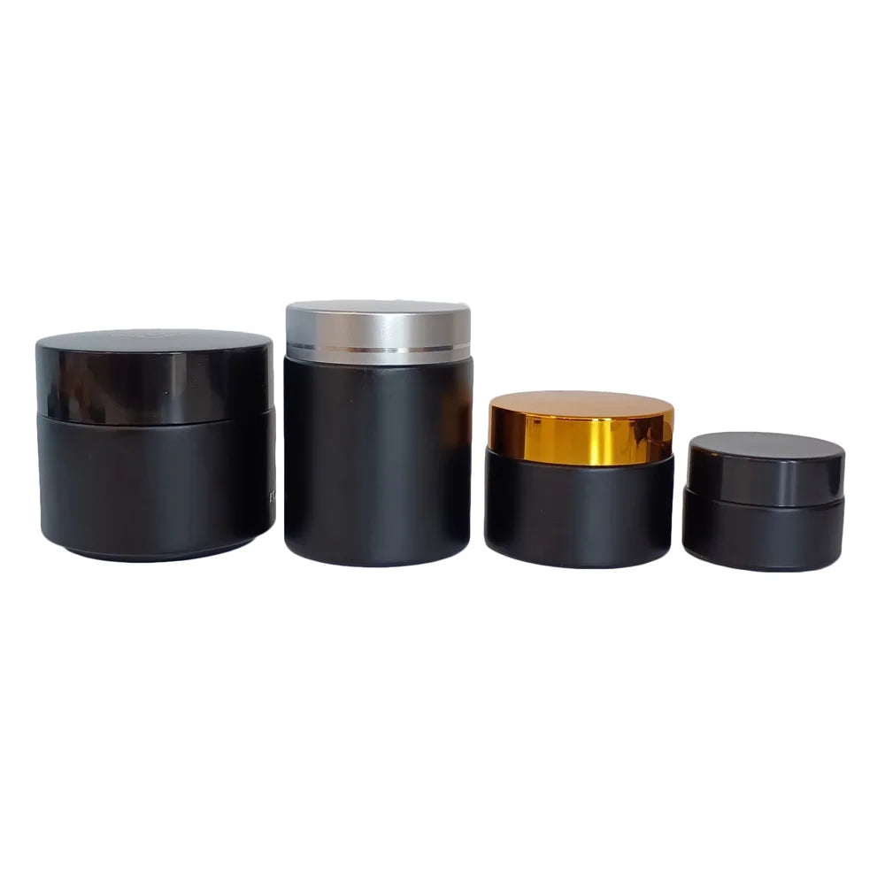 In Stock Body Lotion Face Cream Body Butter Jar 5g 10g 15g 20g 30g 50g 100g 200g Matte Black Glass Jar M888 - 图片 6