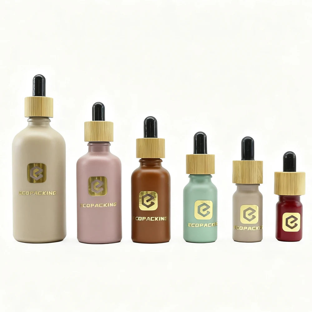 15-100ml Round Green Frosted Glass Cosmetic Dropper Bottles for Essential Oil and Mascara Packaging - 图片 4