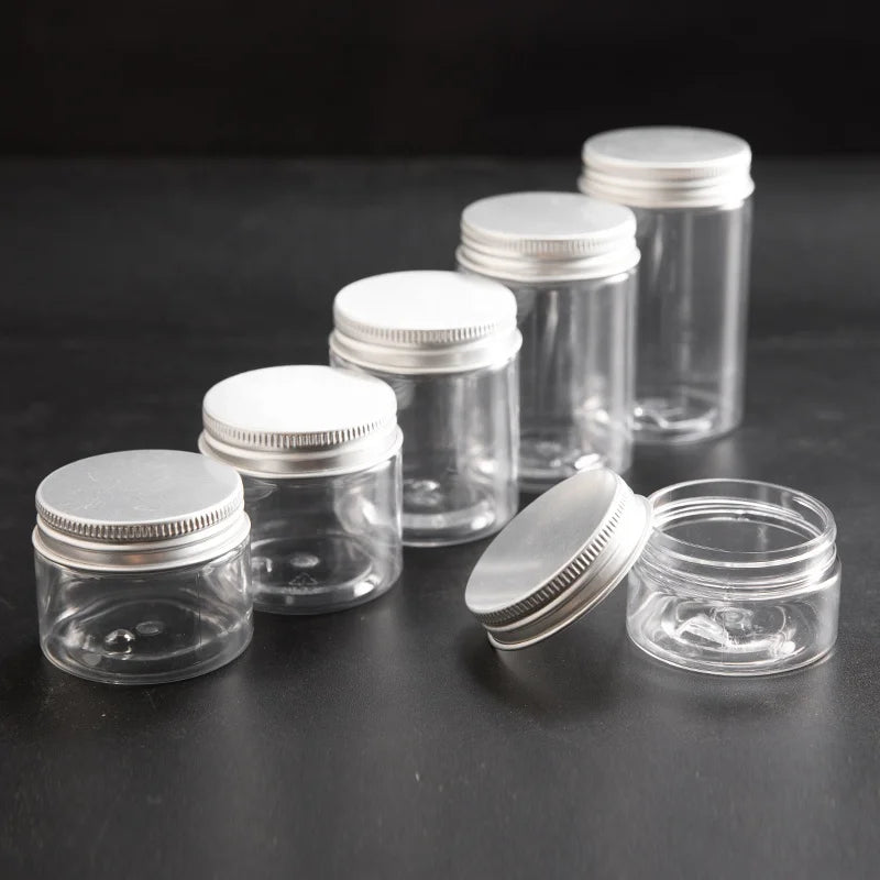 Transparent Container 100ml 120ml 150ml 200ml 250ml 300ml Plastic Food Jar with Aluminum Screw Lid - 图片 5