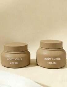 Skincare Cosmetic PET 200ml 8oz Matte Plastic Body Scrub Jars with Custom Screen Printed logo Packaging