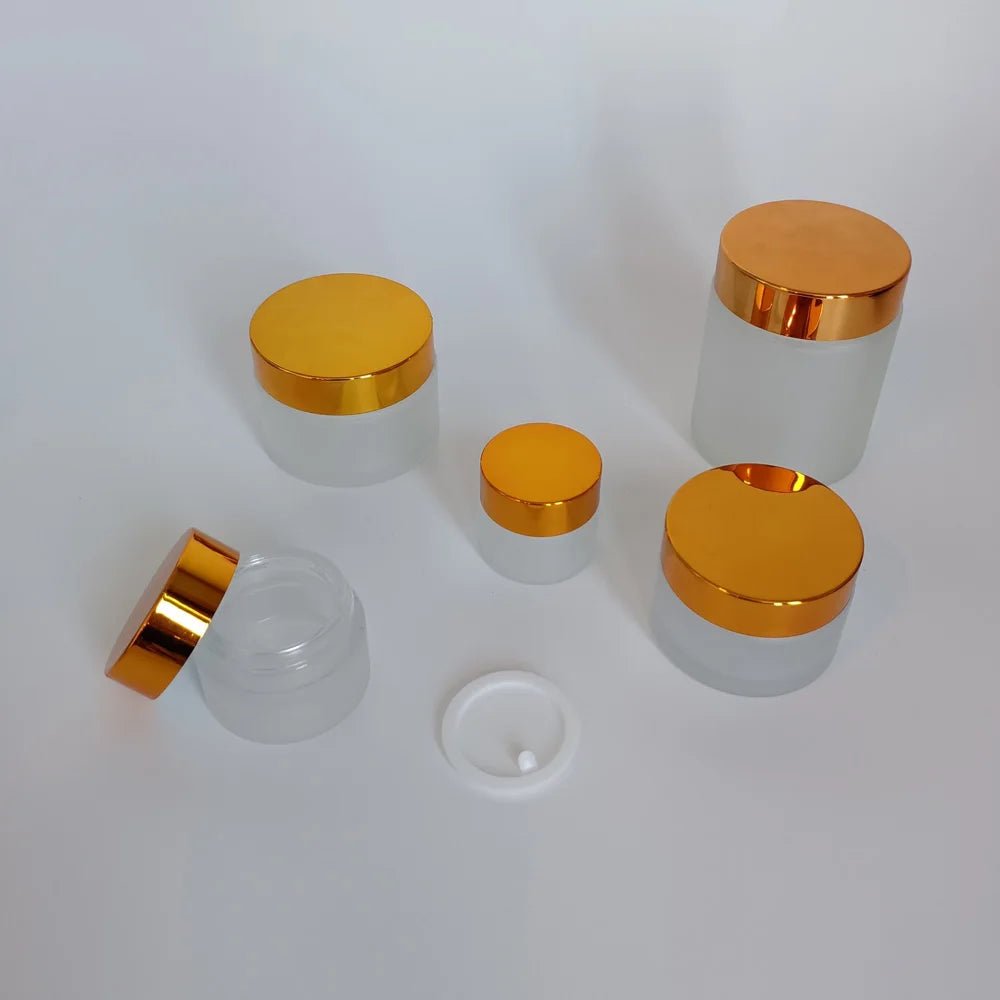 Wide Mouth Frosted Glass Jar 5g 10g 15g 20g 30g 50g 60g 100g Round Cosmetic Packaging Pomade Container Cream Glass Jars With Cap - 图片 2