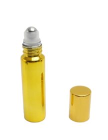 Wholesale Superior Quality Silver Gold Metal Coating 5ml 10ml Glass Round Perfume Essential Oil Glass Roll on Bottle Roll