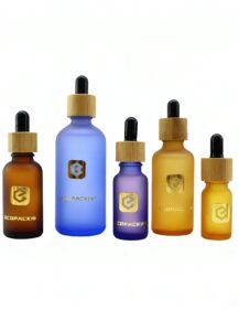 5ml 10ml 15ml 20ml 30ml 50ml 100ml Round Glass Serum Dropper Bottles for Essential Oil With Bamboo Cap