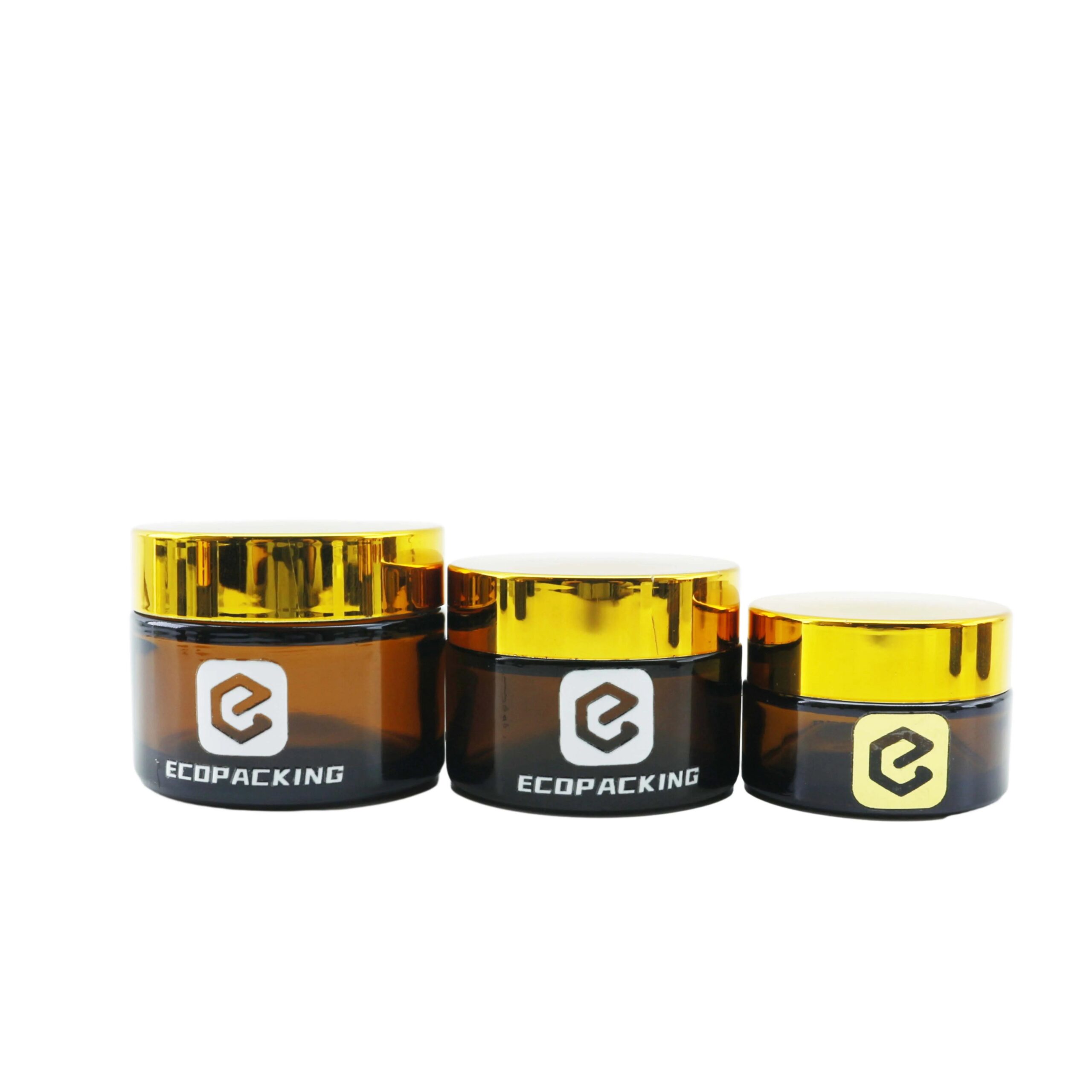 Empty Cosmetic Jar Amber Glass Face Cream Jar with Gold Lid - 图片 2