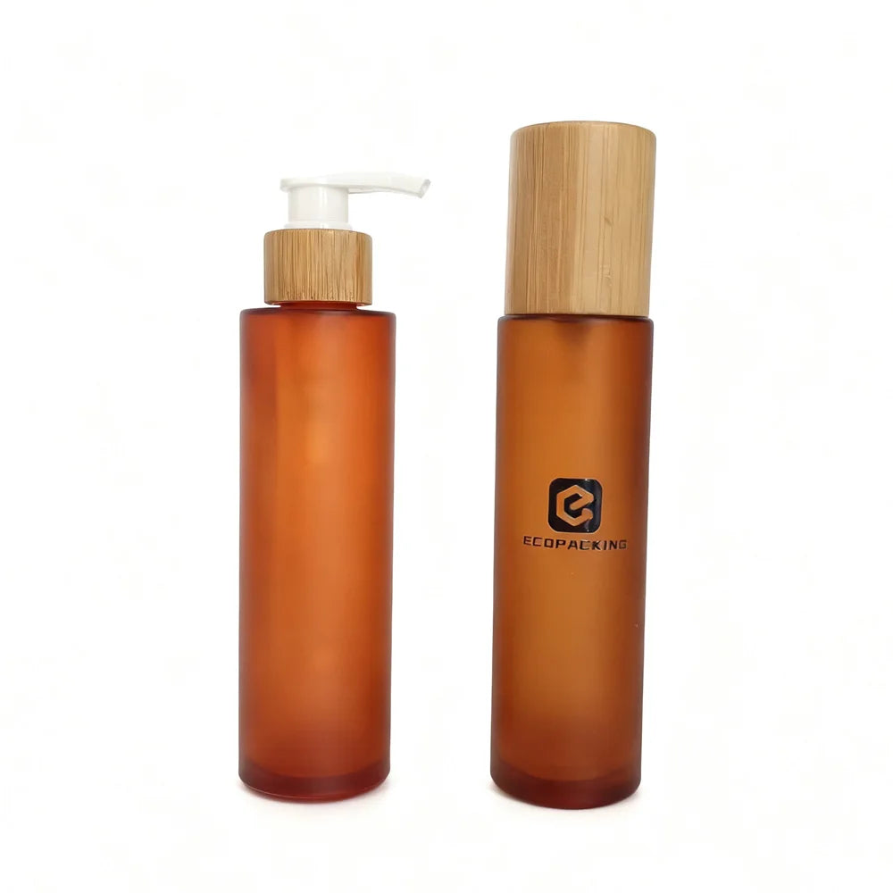 Wholesale 200ml 200 ml Matte Frosted Amber Brown Round Hand Body Amber Glass Spray Pump Lotion Bottle - 图片 7