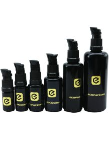 Empty Black UV Dark Violet Glass Bottle with Pump for Lotion Serum Oil Bottle