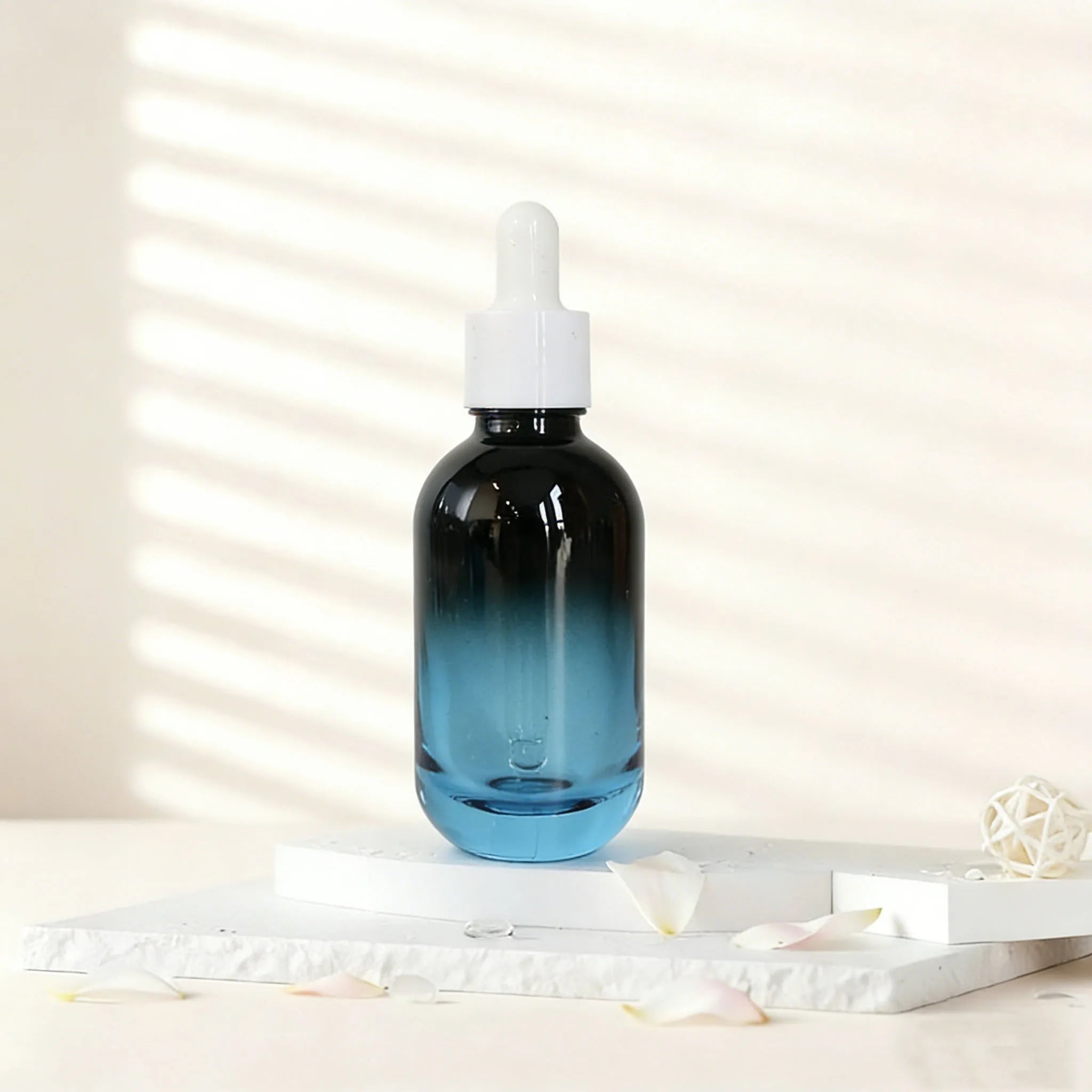 Luxury Blue Black Gradient Glass Dropper Bottles 10ml 30ml 50ml Empty Cosmetic Containers for Skincare Serum - 图片 7
