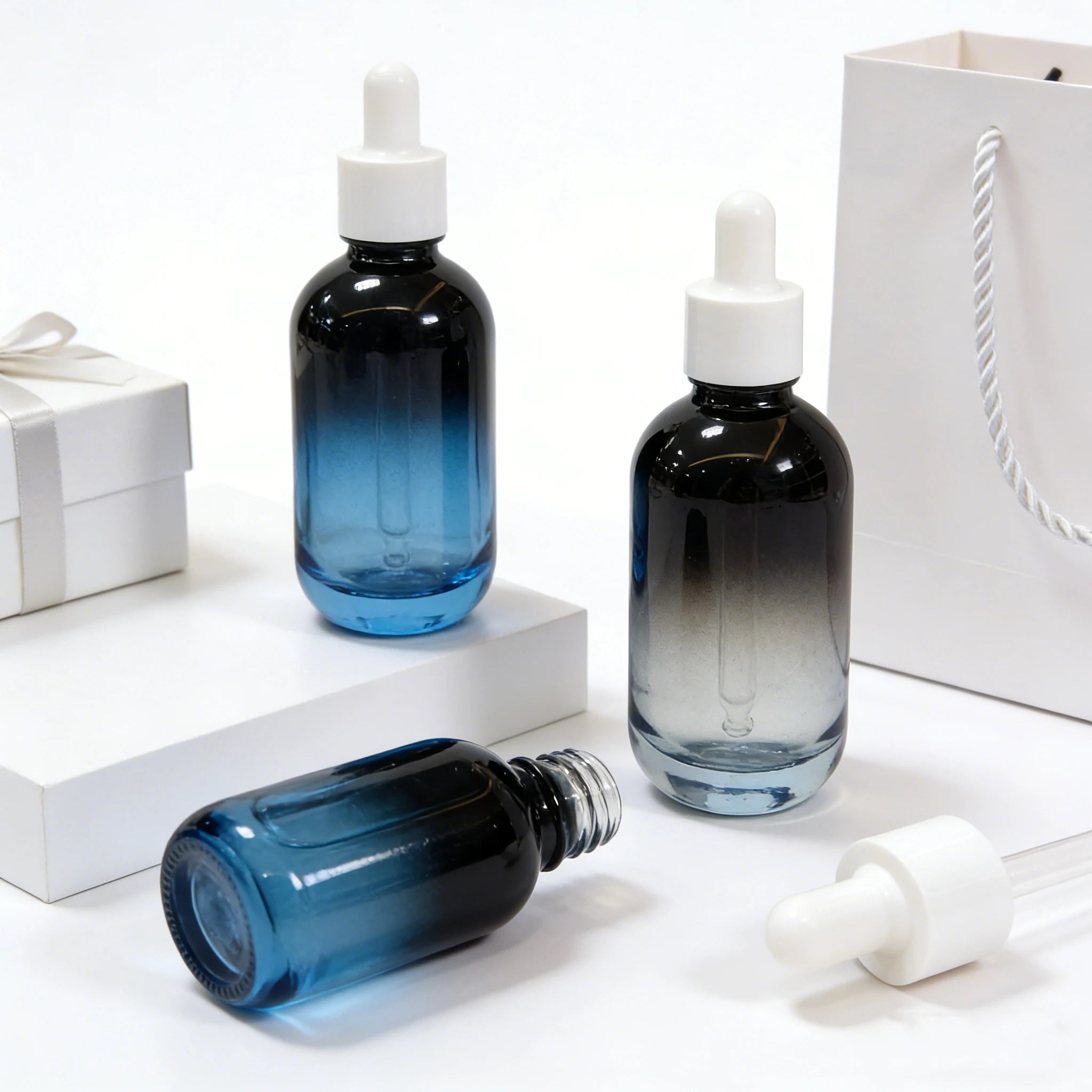 Wholesale 10ml-100ml Glass Perfume Essential Oil Serum Dropper Bottles with Cap and Box - 图片 2