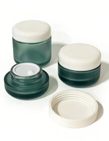 For Gold Frosted Glass Travel Cosmetic Jars OEM 30ml 50ml 100ml 120ml Skin Care Serum Pump Bottles Packaging Set 888J
