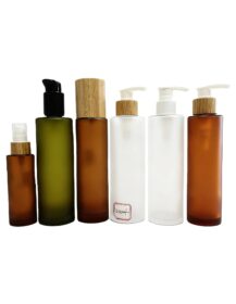 Amber Clear Flat Shoulder Cylinder Glass Dropper Bottle 200ml for Serum Skin Care Cream Packaging