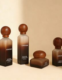 Empty Amber square Glass Facial Lotion Serum Pump Bottle and Cream Container for Skincare Packaging